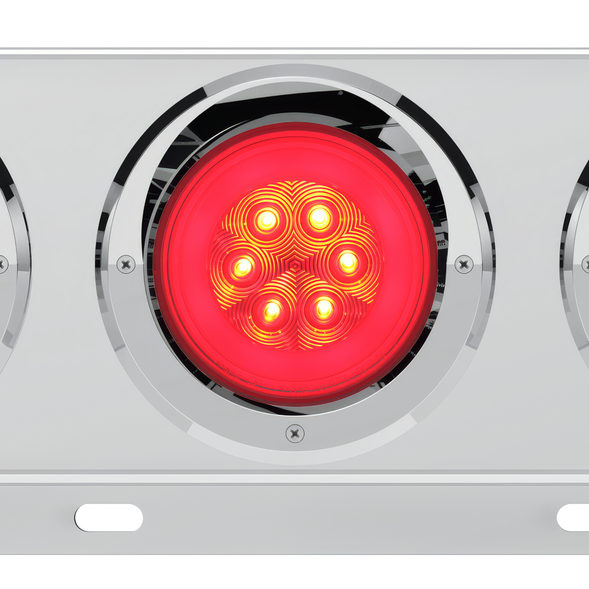 3-3/4" Bolt Pattern Deluxe SS Spring Loaded Bar W/6X 21 Red LED 4" GloLight & Visors -Clear Lens (Pair)
