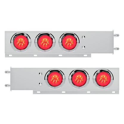 3-3/4" Bolt Pattern Deluxe SS Spring Loaded Bar W/6X 21 Red LED 4" GloLight & Visors -Clear Lens (Pair)