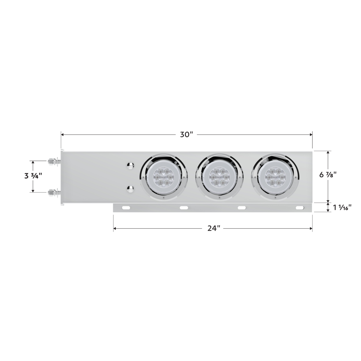 3-3/4" Bolt Pattern Deluxe SS Spring Loaded Bar W/6X 21 Red LED 4" GloLight & Visors -Clear Lens (Pair)