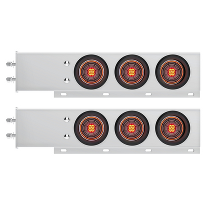 2.5" Bolt Pattern SS Spring Loaded Bar With 6X 4" 13 LED Abyss Lights - Red LED/Clear Lens (Pair)
