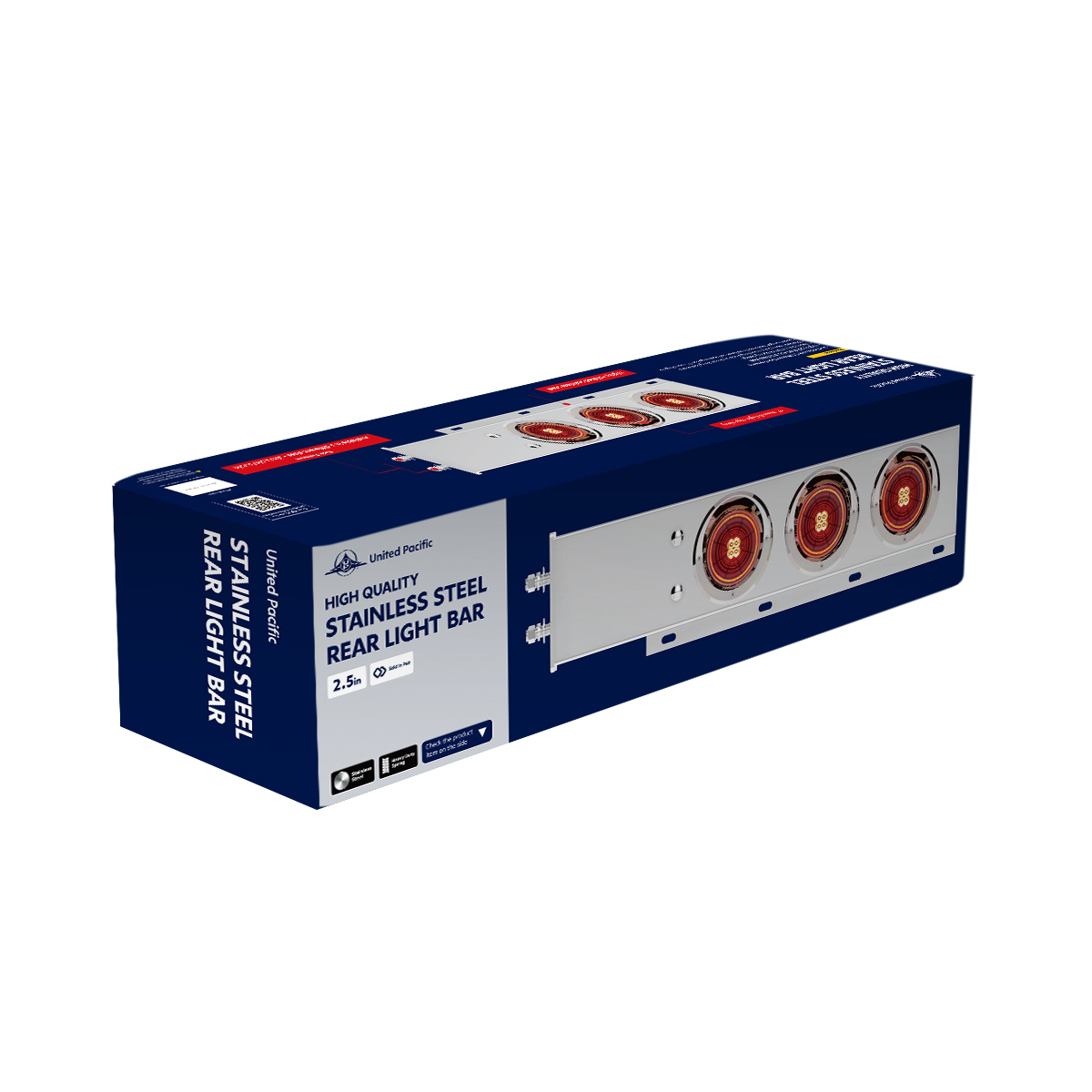 2.5" Bolt Pattern SS Spring Loaded Bar With 6X 4" 13 LED Abyss Lights - Red LED/Clear Lens (Pair)