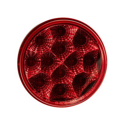 12 LED 4" Round Reflector Light (Stop, Turn & Tail) - Red LED/Red Lens (Bulk)