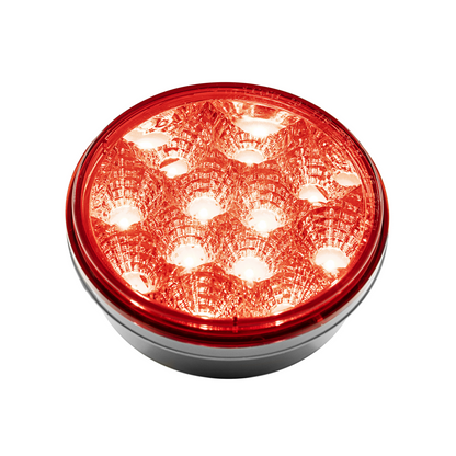 12 LED 4" Round Reflector Light (Stop, Turn & Tail) - Red LED/Red Lens (Bulk)