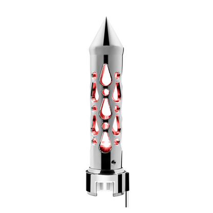 Brooklyn Spike Gearshift Knob With LED 13/15/18 Speed Adapter - Chrome/Red LED