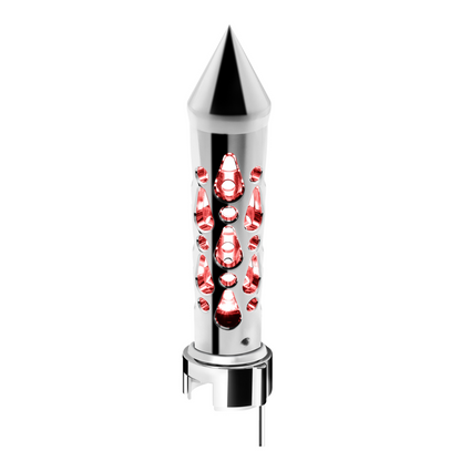 Brooklyn Spike Gearshift Knob With LED 13/15/18 Speed Adapter - Chrome/Red LED