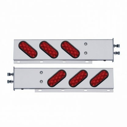 2.5" Bolt Pattern SS Spring Loaded Bar With 6 Oval 10 LED Lights -Red LED & Lens (Pair)