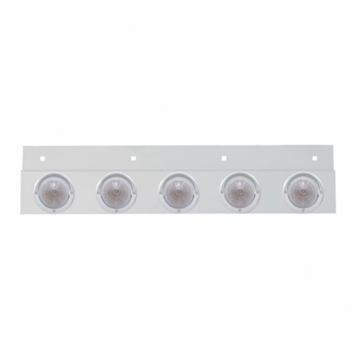 Stainless Top Mud Flap Plate With 5X 9 LED 2" Beehive Lights & Visors - Red LED/Clear Lens (Each)