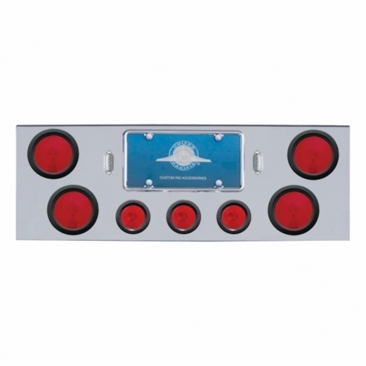 Chrome Rear Center Panel With Four 4" Lights & Three 2.5" Lights & Grommets