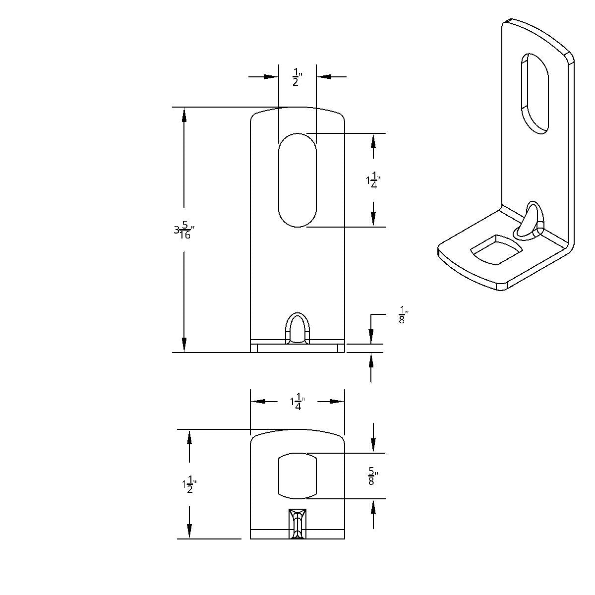 12-Gauge 304 Stainless Steel L-Shape Bracket - 3-5/16" X 1-1/4" X 1-1/2" (Bulk)