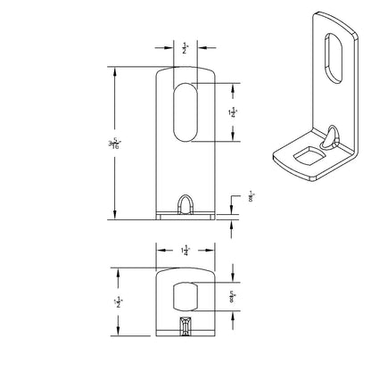 12-Gauge 304 Stainless Steel L-Shape Bracket - 3-5/16" X 1-1/4" X 1-1/2" (Bulk)
