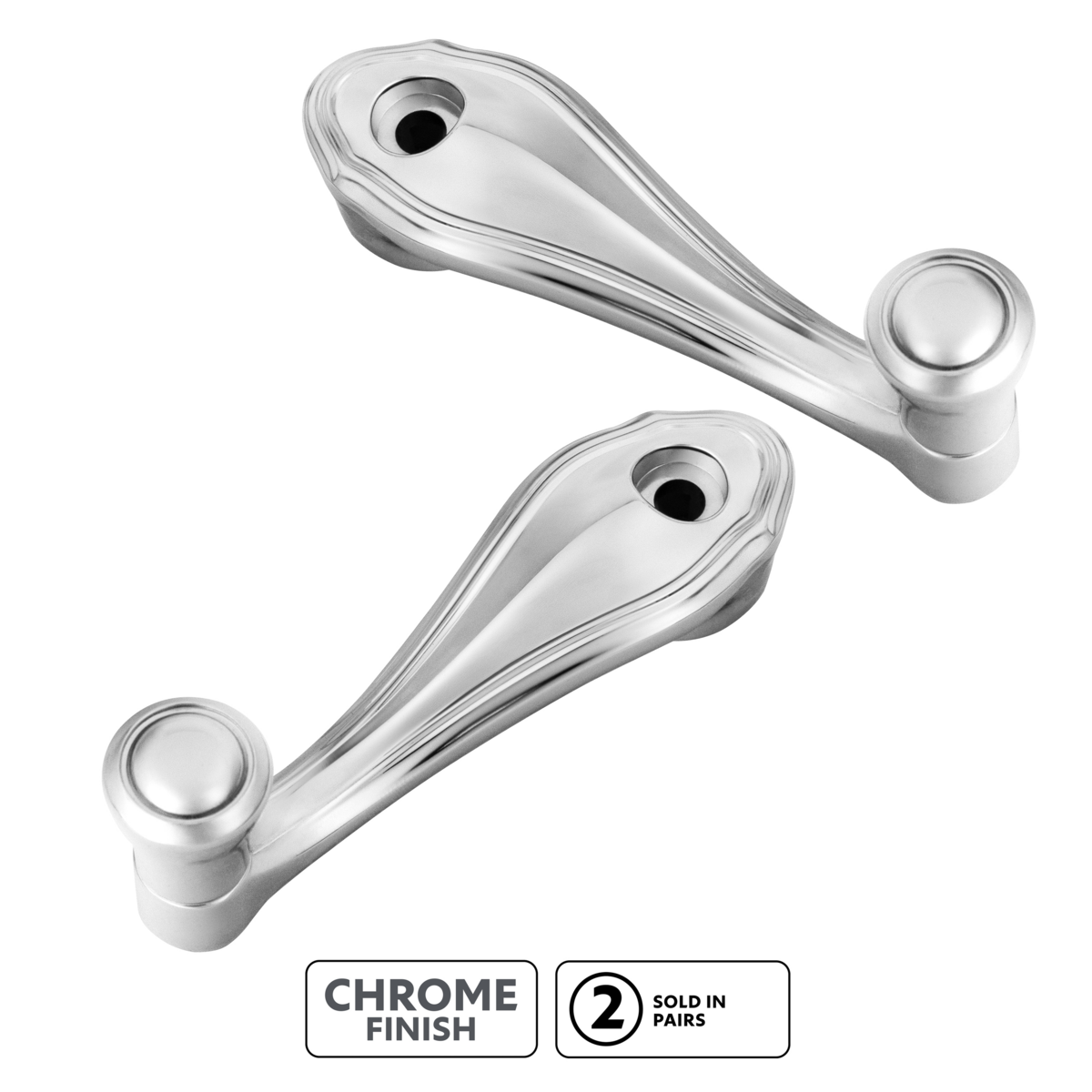 Chrome Window Crank Handle & Polished Stainless Door Handle Escutcheon Kit for 1932-1934 Ford Truck