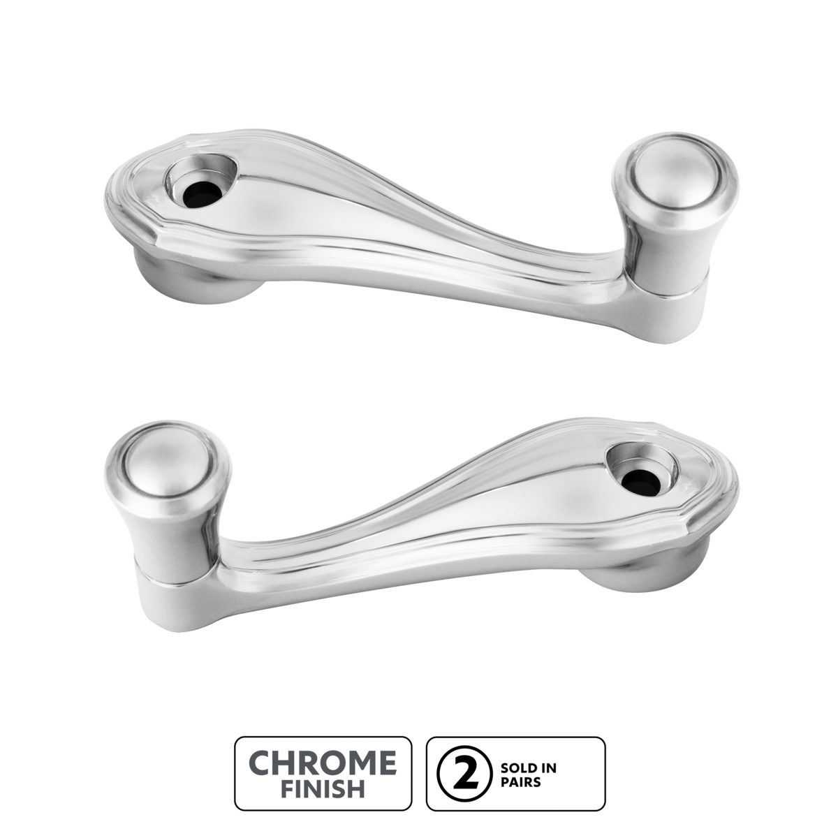 Chrome Window Crank Handle & Polished Stainless Door Handle Escutcheon Kit for 1932-1934 Ford Truck
