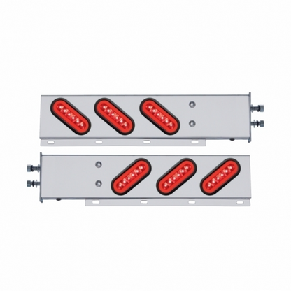 2.5" Bolt Pattern SS Spring Loaded Bar With 6X 22 Red LED 6" Oval GloLight & Grommet -Red Lens (Pair)