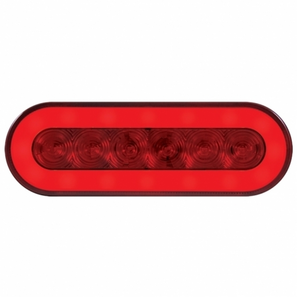 2.5" Bolt Pattern SS Spring Loaded Bar With 6X 22 Red LED 6" Oval GloLight & Grommet -Red Lens (Pair)