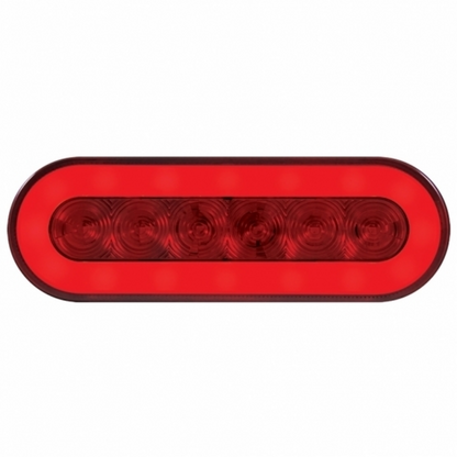 2.5" Bolt Pattern SS Spring Loaded Bar With 6X 22 Red LED 6" Oval GloLight & Grommet -Red Lens (Pair)