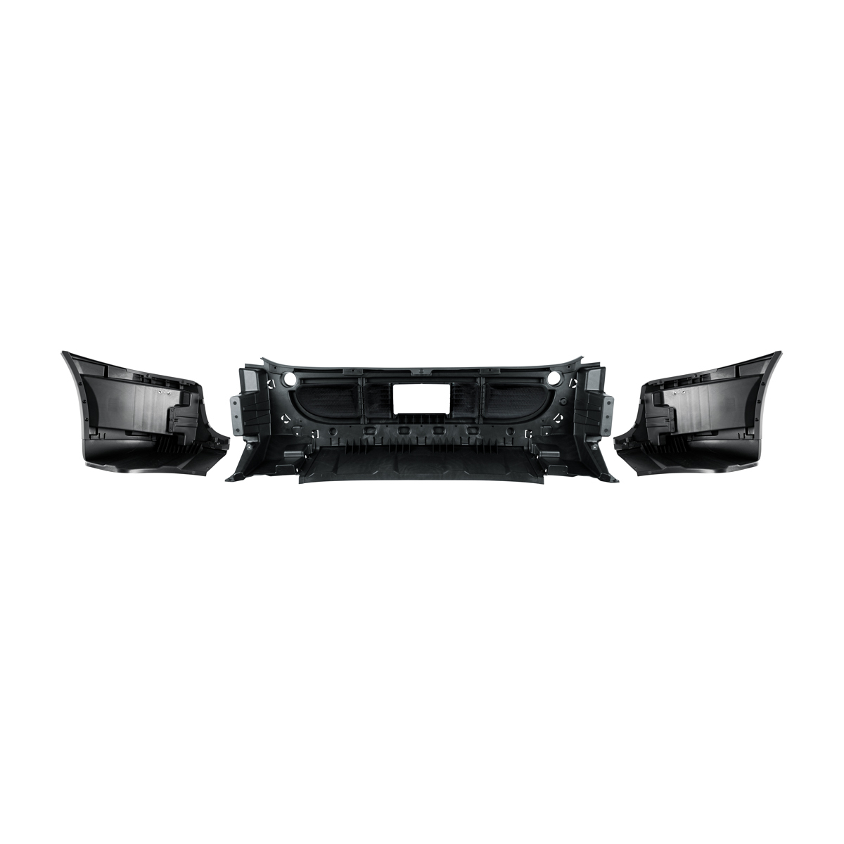 Complete 3-Piece Front Bumper Set Without Fog Light Hole For 2008-2017 Freightliner Cascadia