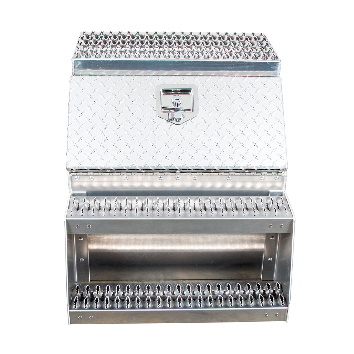 24"L X 25"W X 28"H Aluminum Step Saddle Box