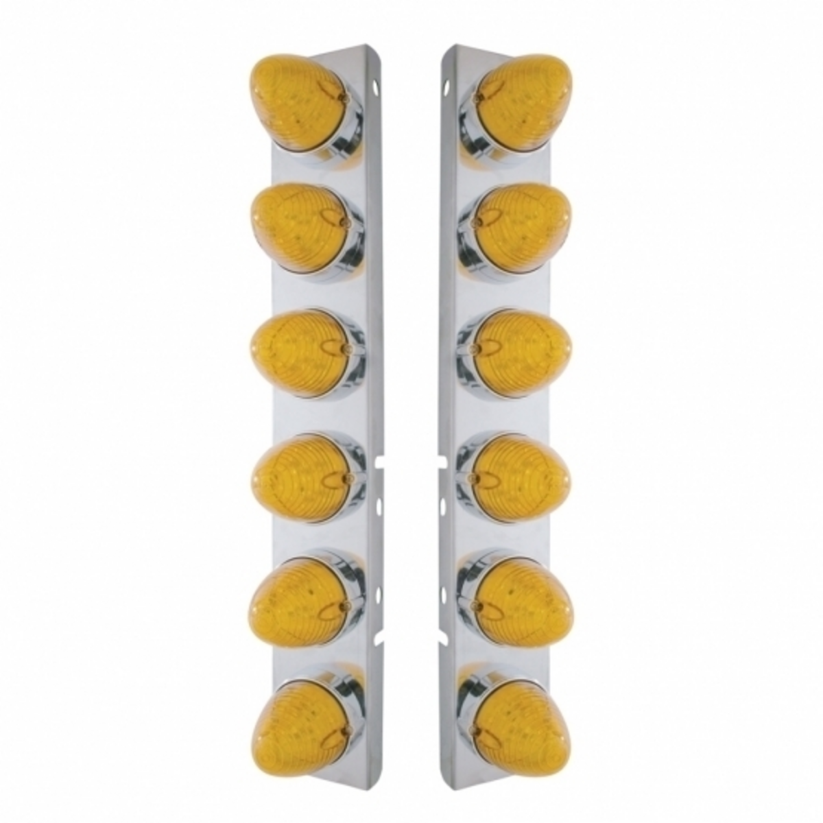 SS Front Air Cleaner Bracket With 12X 19 LED Beehive Lights & Bezels For Peterbilt-Amber LED & Lens