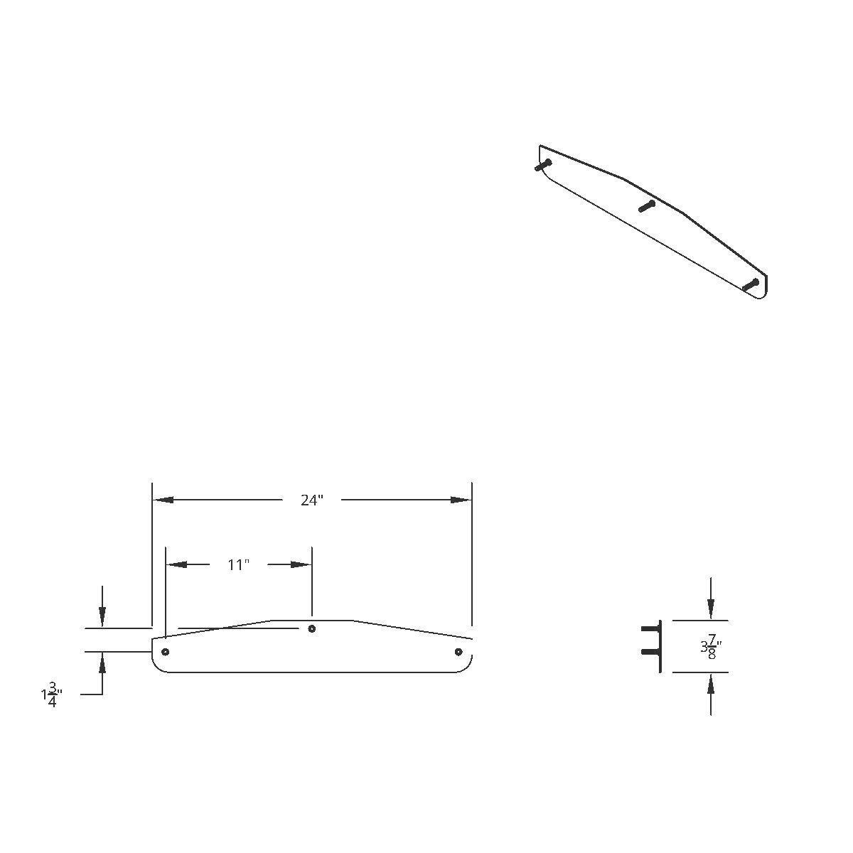 4" X 24" Chrome Freightshaker Bottom Mud Flap Plate - Bolt Thru