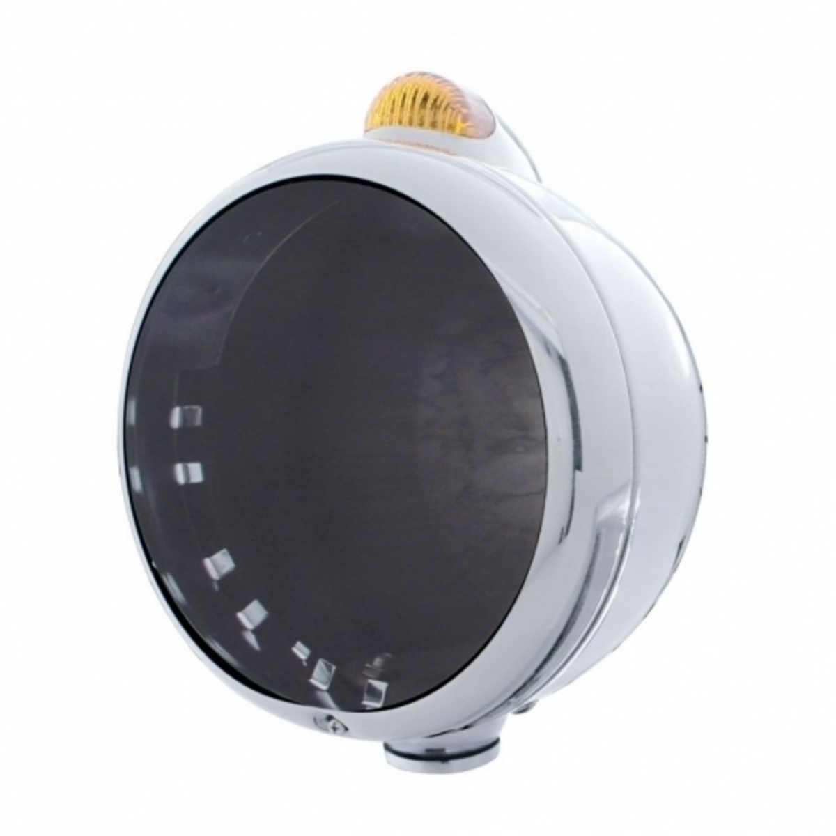 Chrome Guide 682-C Headlight No Bulb With Dual Mode LED Signal - Amber Lens