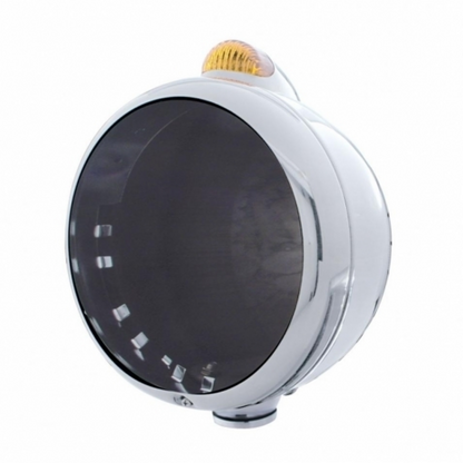 Chrome Guide 682-C Headlight No Bulb With Dual Mode LED Signal - Amber Lens