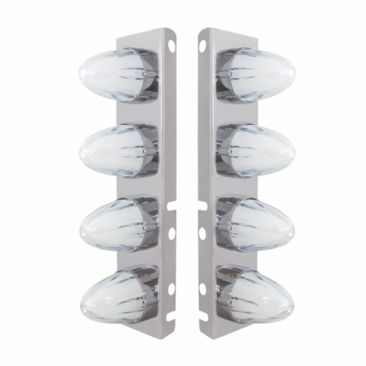 SS Front Air Cleaner Bracket With 8X 9 Amber LED Dual Function Watermelon GloLight For Peterbilt-Clear Lens