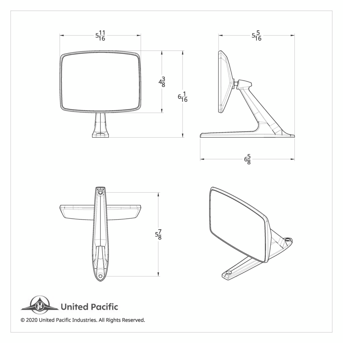 Chrome Exterior Mirror With Convex Glass & LED For Ford Bronco (1966-1977) & Truck (1967-1979) - R/H