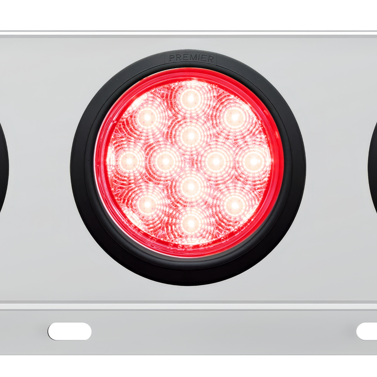 3-3/4" Bolt Pattern Deluxe SS Spring Loaded Bar W/6X 12 LED 4" Light -Red LED/Clear Lens (Pair)