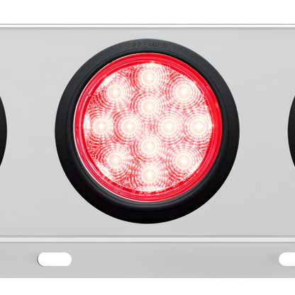 3-3/4" Bolt Pattern Deluxe SS Spring Loaded Bar W/6X 12 LED 4" Light -Red LED/Clear Lens (Pair)