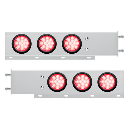 3-3/4" Bolt Pattern Deluxe SS Spring Loaded Bar W/6X 12 LED 4" Light -Red LED/Clear Lens (Pair)