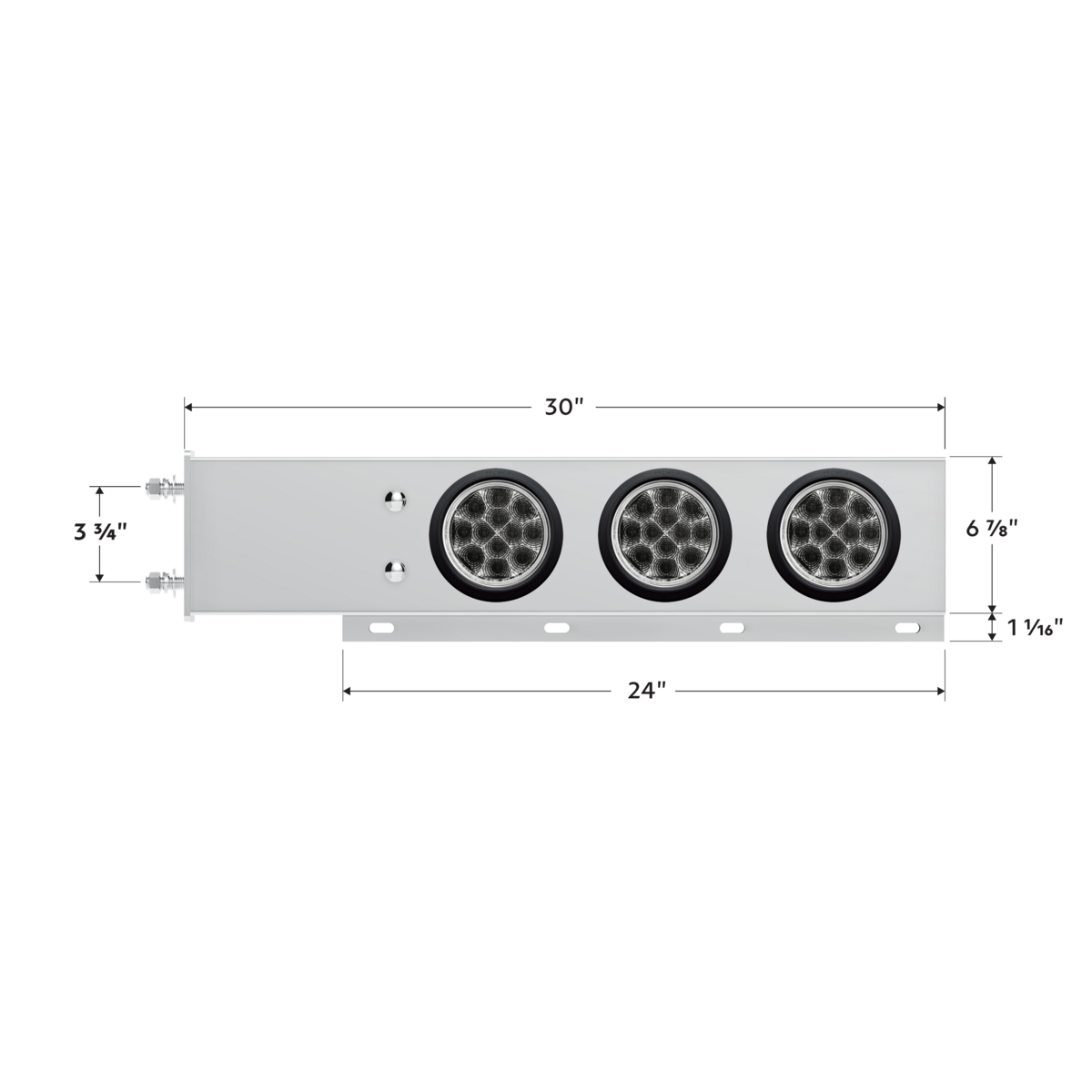 3-3/4" Bolt Pattern Deluxe SS Spring Loaded Bar W/6X 12 LED 4" Light -Red LED/Clear Lens (Pair)