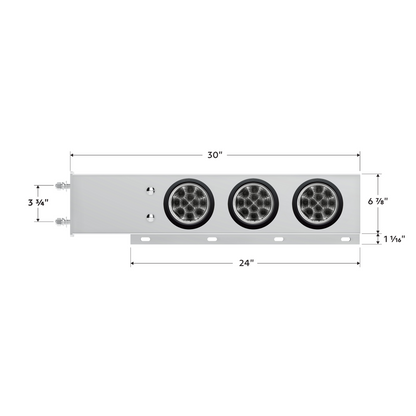 3-3/4" Bolt Pattern Deluxe SS Spring Loaded Bar W/6X 12 LED 4" Light -Red LED/Clear Lens (Pair)