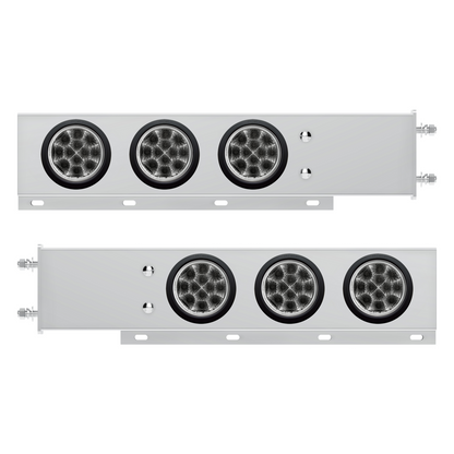 3-3/4" Bolt Pattern Deluxe SS Spring Loaded Bar W/6X 12 LED 4" Light -Red LED/Clear Lens (Pair)