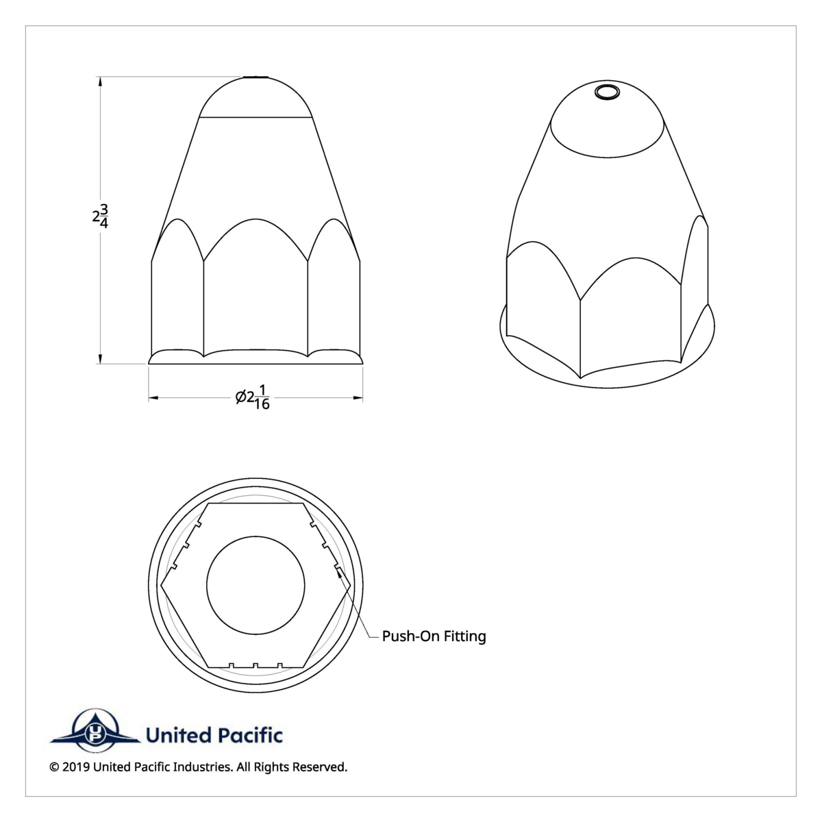 1-1/2" X 2-3/4" Chrome Plastic Bullet Nut Covers - Push-On (60-Pack)