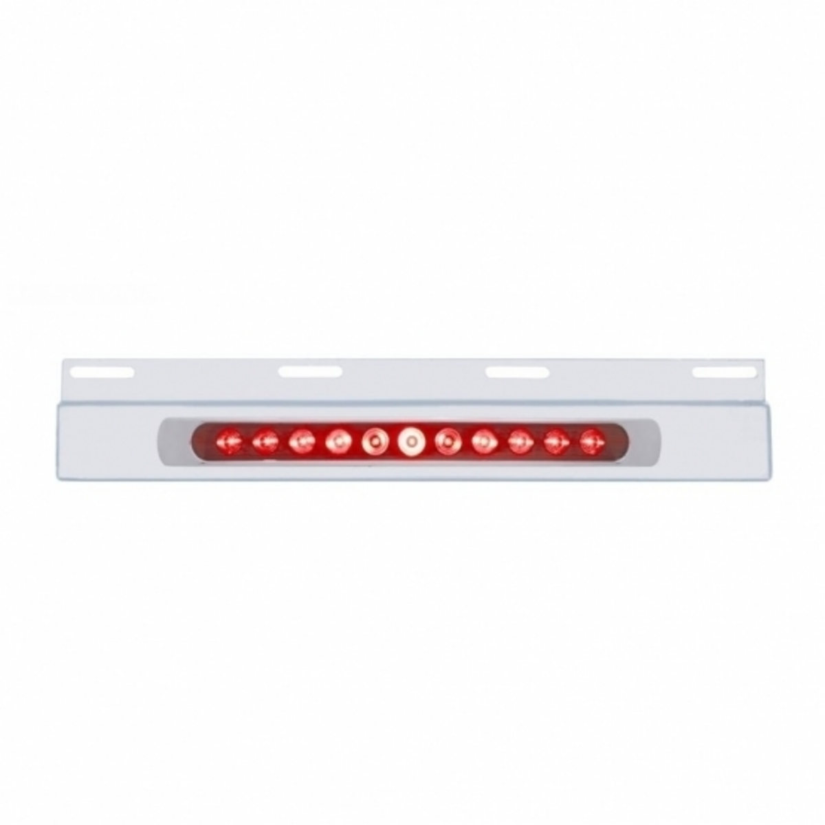 Stainless Top Mud Flap Plate With 11 LED 17" Light Bar & Bezel - Red LED/Red Lens (Each)