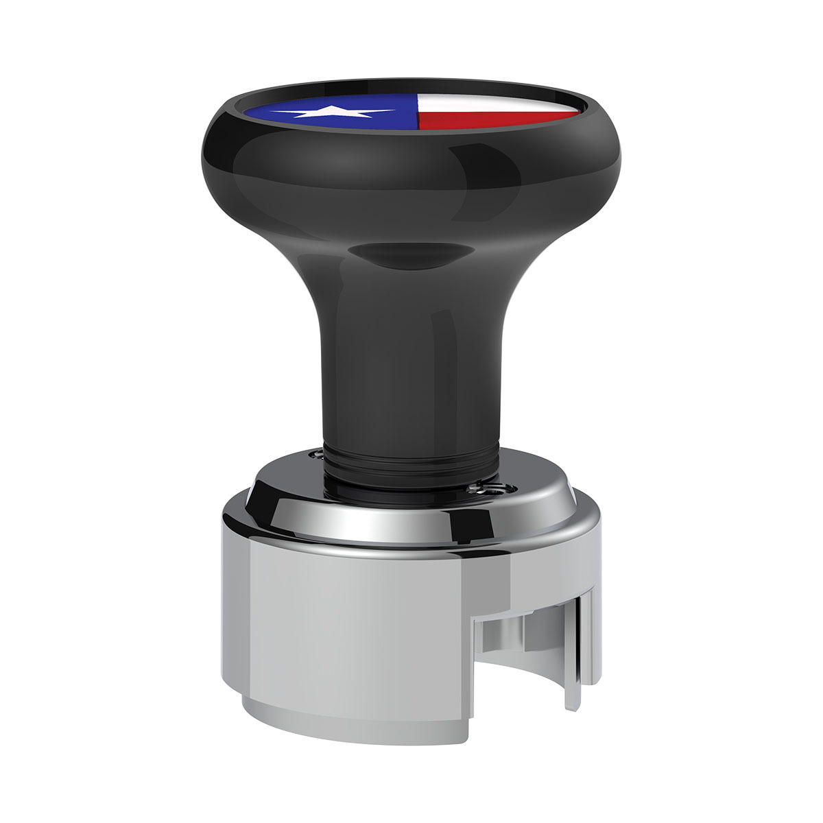 Thread-On Gearshift Knob With 13/15/18 Speed Adapter & Texas Flag Sticker - Black