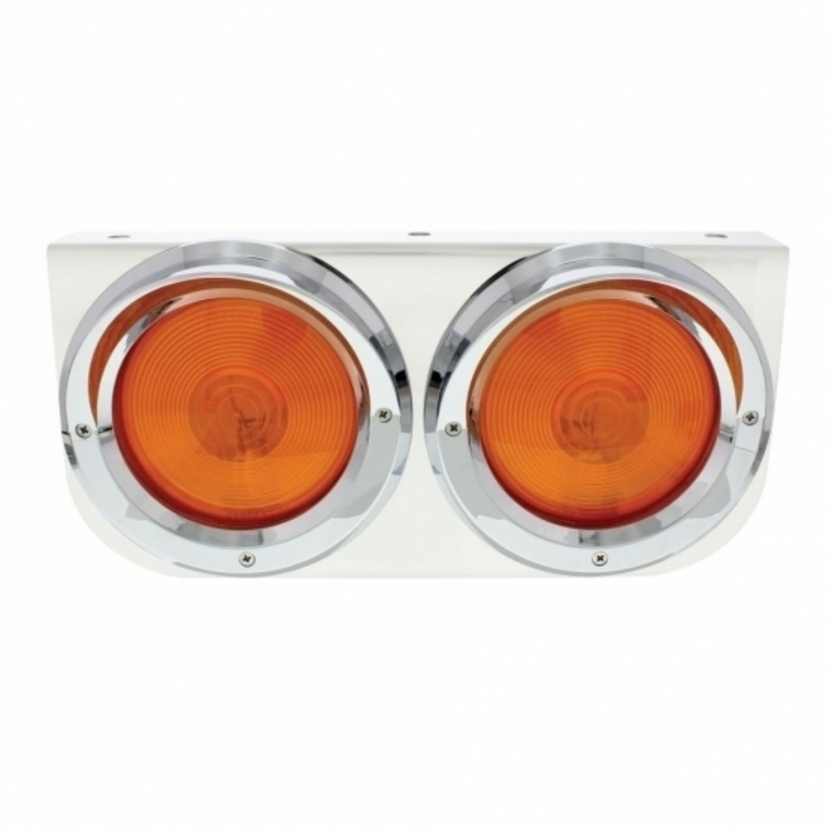Stainless Light Bracket With 2X 4" Lights & Visors - Amber Lens