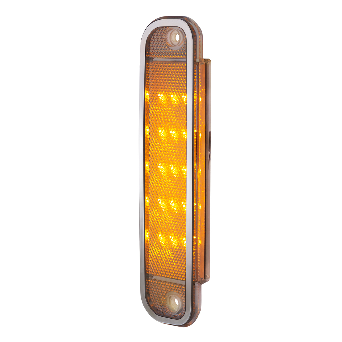 15 Amber LED Side Marker With Stainless Steel Trim For 1973-80 Chevy & GMC Truck, Clear Lens