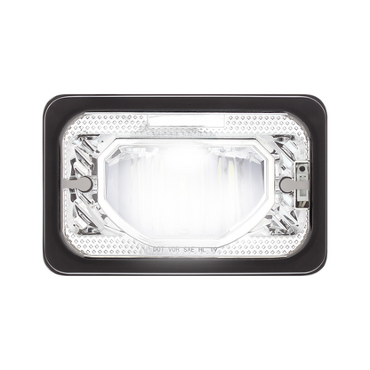 ULTRALIT - Heated 4" X 6" LED Headlight With Glass Lens & Aluminum Housing - Low Beam - Chrome