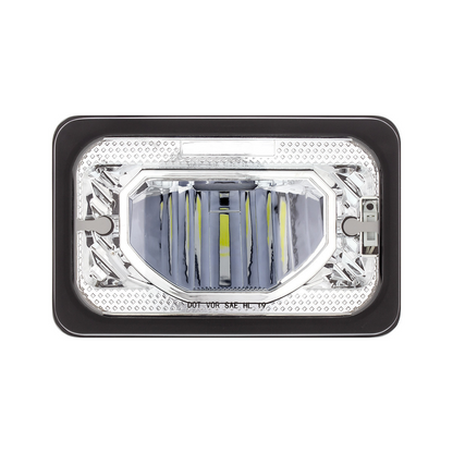 ULTRALIT - Heated 4" X 6" LED Headlight With Glass Lens & Aluminum Housing - Low Beam - Chrome