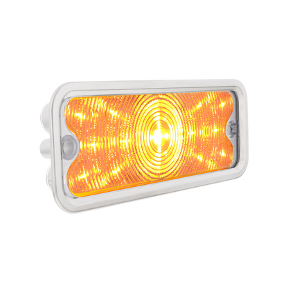17 Amber LED Front Parking Light With SS Trim For 1973-80 Chevy & GMC Truck, R/H - Clear Lens