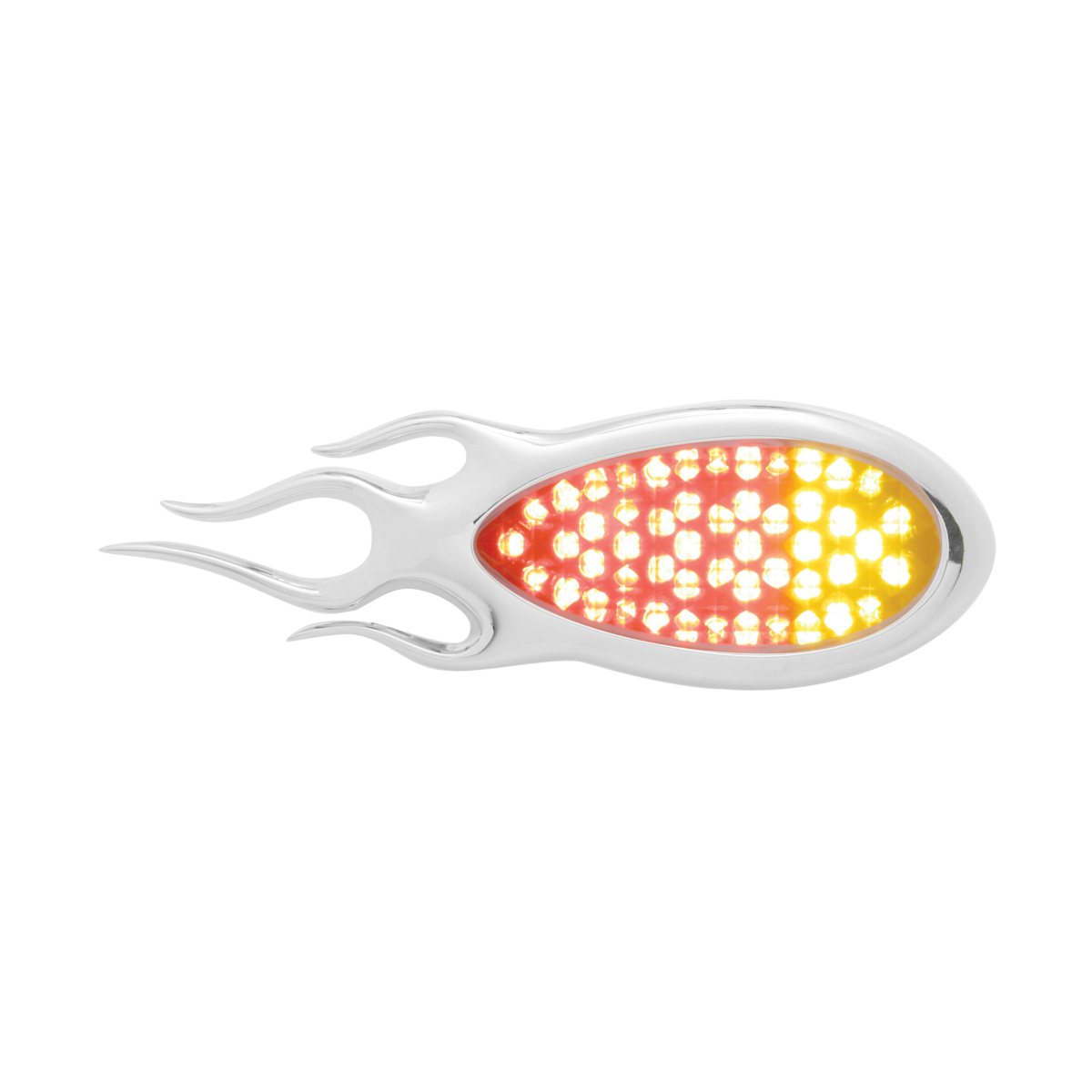 51 LED Duo "Inferno" Auxiliary/Utility Light With Flame Bezel - Red+Amber LED/Clear Lens