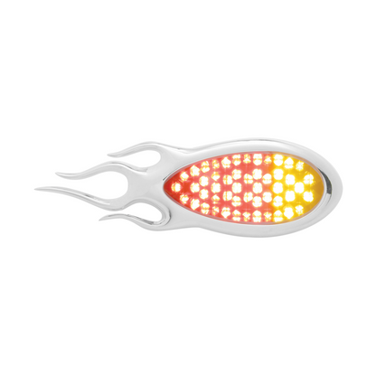 51 LED Duo "Inferno" Auxiliary/Utility Light With Flame Bezel - Red+Amber LED/Clear Lens