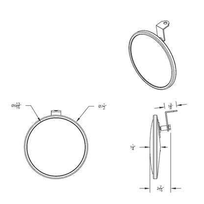 7-1/2" 430 Stainless Steel 320R Convex Mirror - Offset Mounting Stud