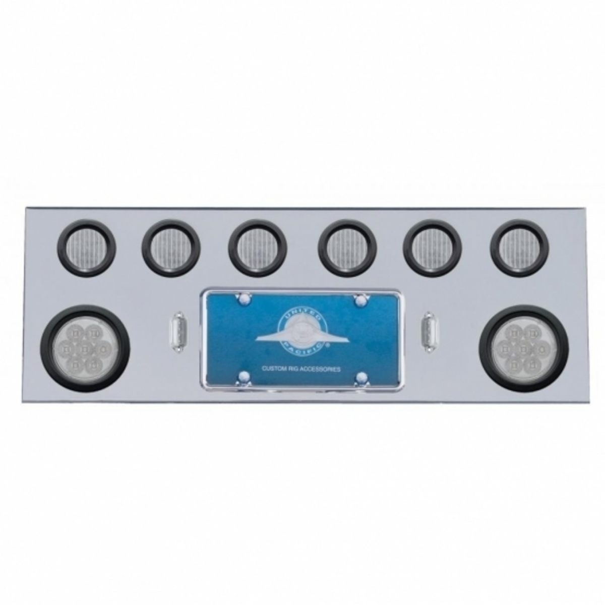 SS Rear Center Panel With 2X 7 LED 4" Reflector Lights & 6X 13 LED 2.5" Lights -Red LED/Clear Lens