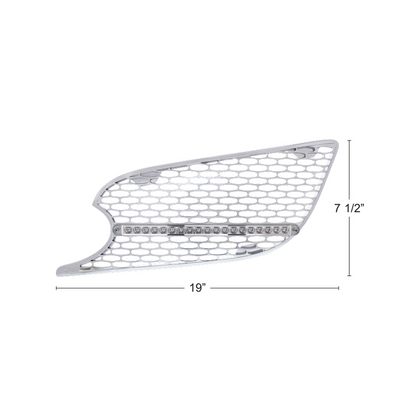 Chrome Air Intake Grille W/Reflector LED Light For 2012-2021 Peterbilt 579 (Driver) - Amber LED/Clear Lens