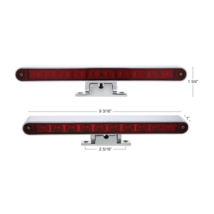 10 LED Dual Function 3rd Brake Light With Chrome Swivel Pedestal Base - Red LED/Red Lens