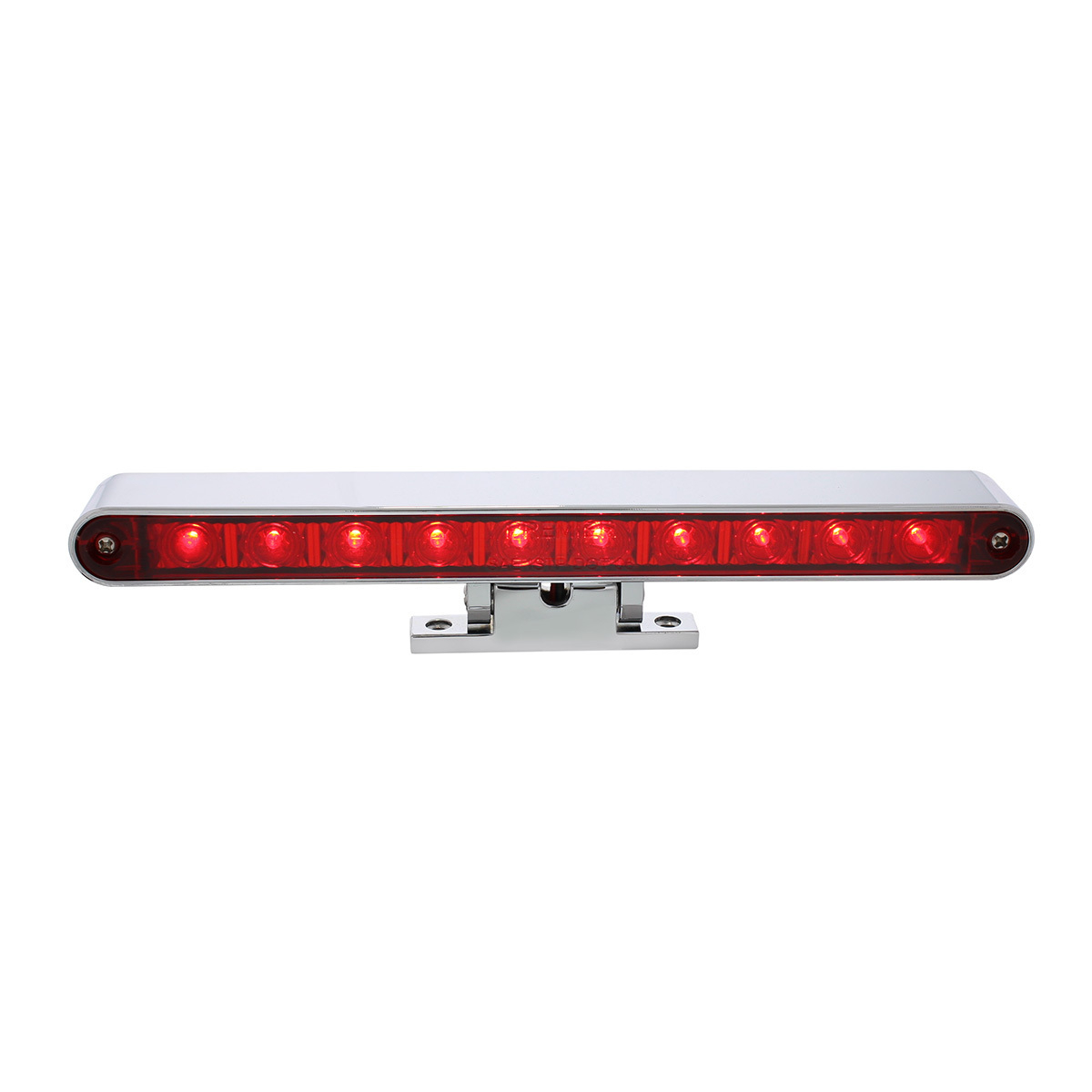 10 LED Dual Function 3rd Brake Light With Chrome Swivel Pedestal Base - Red LED/Red Lens