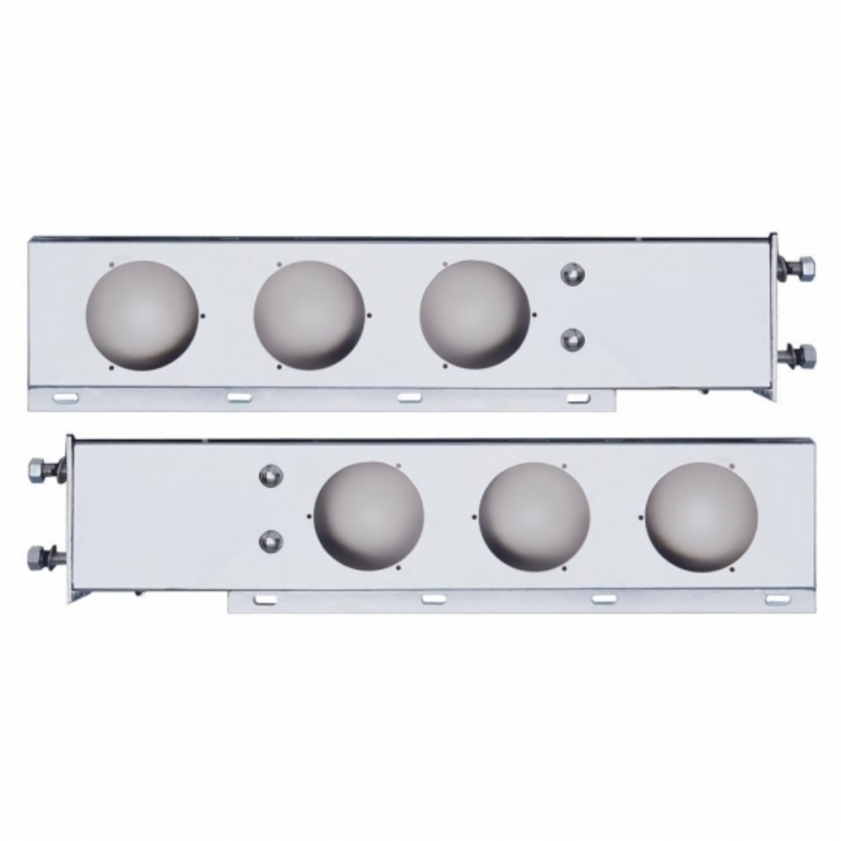 3-3/4" Bolt Pattern Chrome Spring Loaded Light Bar With 6X 4" Light Cutouts (Pair)