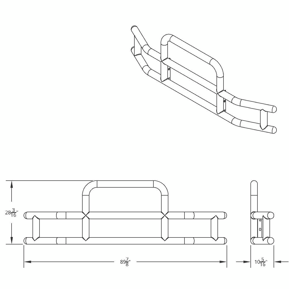 HighwayShield I15-Matte Black Grille Guard & Bracket Kit For 2022-2026 Peterbilt 579 & Kenworth T680